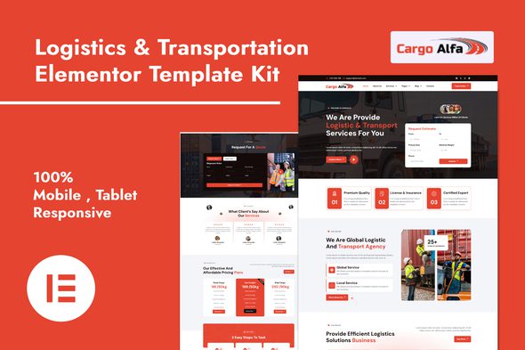 CargoAlfa – Logistics and Transportation Services Elementor Pro Template Kit